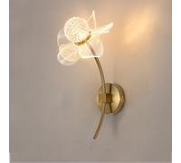 IvyLoutish Modern Floral LED Wall Sconce Gold Finish Acrylic Petals 3-Color Dimmable Crystal Bubble Accent Light Contemporary Decorative Wall Lamp for Bedroom Living Room Hallway Art Decor(A)
