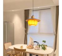 IvyLoutish Modern Nordic Minimalist Wood Resin Pumpkin Pendant Light. Adjustable Height LED Full Spectrum Eye Care 3 Color Changing for Bedroom Dining Room.(18 * 19cm)
