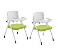 IvyLoutish Office Folding Chair, Home Comfort Computer Foldable Chair, Foldable Chairs with Writing Board, for School Office Conference Room(Green)