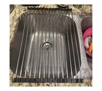 IvyLoutish Roll up Dish Drying Rack RV Folding Over Sink 304 Stainless Steel in Kitchen Dish Drainer Heat Resistant Mat, 14.6-18.5" Multipurpose Portable Dish Trainer