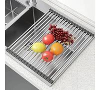 IvyLoutish Roll Up Over The Sink Dish Drying Rack, Multipurpose Foldable Rolling Sink Drying Mat Drain Mats, Folding Anti-Slip Dish Drainer for Kitchen Counter