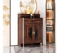 IvyLoutish Solid Wood Personal Shrine Altar Table with Large Storage Cabinet, Meditation Prayer Table with Drawer, Perfect for Buddhist Practices, 73" H x 61" L