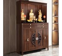 IvyLoutish Solid Wood Personal Shrine Altar Table with Large Storage Cabinet, Meditation Prayer Table with Drawer, Perfect for Buddhist Practices, 73" H x 61" L