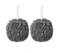 Ivymei 2 Pack Chenille Hand Towels,Kitchen Hand Towels with Loop,Hanging Hand Towels for Bathroom,Soft Absorbent Hand Bath Towels(2 Grey)