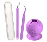 iVyne Berry and Silicone Weeding Tools - Suction Vinyl Weeder, Craft Tweezer, Scrap Collector Holder, Storage for Cricut, Silhouette Accessories - Purple