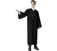 IvyRobes Adults Choir Robe Clergy Confirmation Baptism Robe Church Costume Priest Pastor Preachers Black M Plus