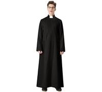 IvyRobes Unisex Clergy Cassock Robe for Men Women Pulpit Anglican Priest Vestments Chasubles Black 60FF(XXL Plus)