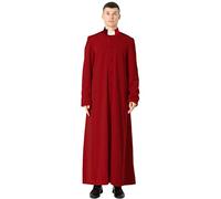 IvyRobes Unisex Roman Clergy Cassock Robe for Men Women Pulpit Anglican Priest Vestments Chasubles Red 51FF(M Plus)