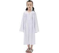 IvyRobes Unisex Shiny Clergy Choir Robe for Kids Child Graduation Gown Halloween Church Costume White