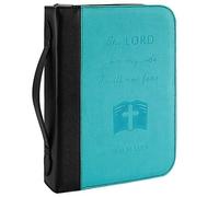 IvyRobes Zipper Bible Cover Case Cross for Men and Women PU Leather Durable Bible Bag Carrying Case Large Size Black and Blue