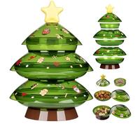 IVYROLL Christmas Candy Dish with Lid, Candy Platter Dish Serving Snack Box Container Decorative Plates for Xmas Holiday Party