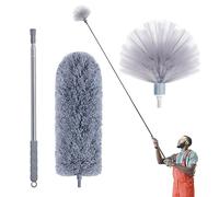IVYROLL Microfiber Feather Duster, Cobweb Duster with 100” Extension Pole, Dusters for Cleaning, Bendable Head, Washable Duster for Ceiling, Fan, Furniture