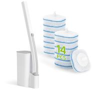 IVYROLL Toilet Bowl Cleaner Wand with 14 Refills, Disposable Toilet Brush Set with Holder, Cleaning System Starter Wand Kit, Bathroom Cleaning Set