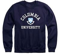 Ivysport Premium Cotton Crewneck Sweatshirt with Crest Logo, Columbia University Crest - Navy, Medium