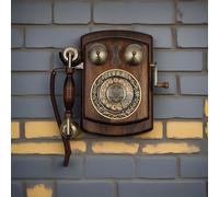IvyTantor Antique Style Wall Phone, Retro Rotary Dial Telephone, Old Fashioned Classic Wood Wall Mounted Landline Phones with Redial Function for Home Office Or Vintage Decor