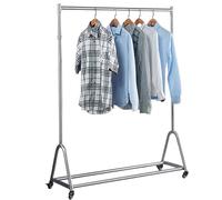 IvyTantor Garment Rack Rolling Clothes Rack with Wheels, Heavy Duty Clothing for Hanging Clothes, Adjustable Height, Stainless Steel Coat for Bedroom and Laundry Room, Loads 250 Lbs (Color : Go