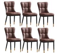 IvyTantor Modern Industrial Faux Leather Dining Chairs Set of 6, Comfortable Chairs with Backrest and Metal Legs, Stylish Kitchen Upholstered for Home Decor