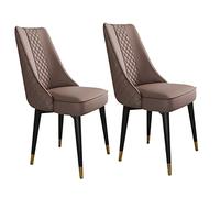 IvyTantor Modern Mid Century Dining Chairs Set of 2 with Super Fiber Leather Seat and Back - Dark Grey/Brown