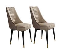 IvyTantor Modern Mid Century Dining Chairs Set of 2 with Super Fiber Leather Seat Back - Dark Grey (Khaki + Brown) - Stylish Dining Room Side Chairs