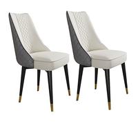 IvyTantor Modern Mid Century Dining Chairs Set of 2 with Super Fiber Leather Seat Back - Dark Grey (Off White + Dark Grey)