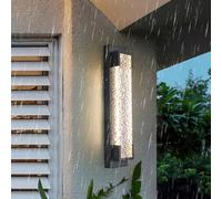 IvyTantor Outdoor Wall Sconce, 18W/24W/40W Black LED Porch Light with Stainless Steel Frame & Water Pattern Acrylic Shade, Waterproof Exterior Wall Mount Lamp for House, Garage, Entryway(90CM)