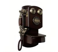 IvyTantor Retro Wall Phone Old Landline Telephone with Mechanical Ringer Redial Vintage Corded Rotary Dial Phone Old Fashioned Antique Wall Mounted Landline for Home Office Red