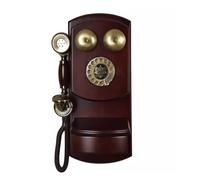 IvyTantor Rotary Retro Wall Phone Old Antique Phones Vintage Corded Landline Telephone with Mechanical Ringing Wood for Senior Home School Kitchen Office,Red