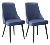 IvyTantor Set of 2 Modern Dining Chairs with Waterproof Wear - Resistant Microfiber Leather Seat Back and Galvanized Steel Foot - Dark Grey