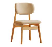 IvyTantor Solid Wood Dining Chairs with Curved Backrest, Cotton and Linen Seat - Easy Assembly - Home Kitchen Dining Chair (Brown)