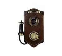 IvyTantor Vintage Wall Phone Retro Rotary Dial Telephone Corded Old Fashion Antique Landline Phone Crisp Mechanical Ringer Wood Classic Design Decor for Home and Office Red