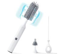 Ivywind Electric Baby Bottle Brushes for Cleaning, 3 in 1 Waterproof Silicone Baby Bottle Brush, Nipple Brush, Straw Cleaner, Two-speed Cleaning Mode, 360°Rotating Cleaning, 1200mAh, Long Handle, Grey