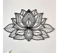 iwa concept 3D Mandala Metal Wall Decor | Lotus Flower Decoration for Homes | Bedroom Metal Wall Art | Office Decor | Living Room Decor | New Year Gift | (26.3" x 17" | 67 x 43 cm, Black)