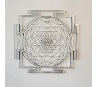iwa concept Sri Yantra Sacred Geometry Metal Wall Decor, Unique Modern Decoration for Living Room, Metal Wall Art, Housewarming Gift, Office Decor (Medium, Silver)
