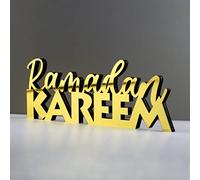 iwa concept | Wooden Acrylic Islamic Tabletop Decor | Ramadan Kareem & Eid Mubarak Decoration | Modern Glam, Gold, 12.6"L x 6.7"H x 0.5"D