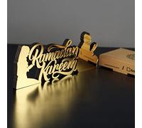 iwa concept | Wooden Acrylic Islamic Tabletop Decors | Ramadan Kareem and Eid Mubarak Decoration | Islamic Muslim Gifts | Ramadan Eid Decoration | (Ramadan Kareem-2, Gold)