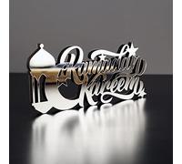 iwa concept | Wooden Acrylic Islamic Tabletop Decors | Ramadan Kareem and Eid Mubarak Decoration | Islamic Muslim Gifts | Ramadan Eid Decoration | (Ramadan Kareem-4, Silver)