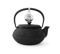 Iwachu Cast Iron Teapot Japanese Kyusu Ginkgo Original Black 650 ml 0.65 Litre Stainless Steel Sieve Insert Enamelled Inside, All Types of Tea