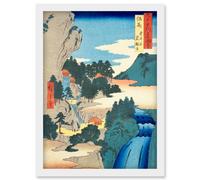 Iwai Valley, Kannon Cave Tajima Province Utagawa Hiroshige Japan Woodblock Artwork Framed Wall Art Print A4 Artery8 White One Size