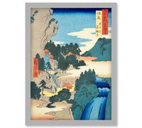 Iwai Valley, Kannon Cave Tajima Province Utagawa Hiroshige Japan Woodblock Artwork Framed Wall Art Print A4 Artery8 Light Grey One Size