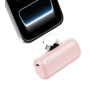 iWALK 5500mAh Portable Charger, 20W Fast Charging Power Bank with Built-in USB-C & Lightning Connectors, Mini Plug-in Battery Pack for iPhone 17/16/15/14/13/12, Android Phones & AirPods, Pink