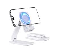iWALK Magnetic Phone Stand for Desk, Angle and Height Adjustable Mobile Phone Holder, Foldable Magnet Stand for iPhone 17 16 15 14 13 12 Pro Max and iPad, Cell Phone Holder for Samsung Galaxy,White