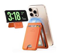 iWALK Magnetic Phone Wallet, Adjustable Card Holder with Stand for iPhone, Leather, Orange, 0.3 inches x 2.5 inches x 4 inches, Modern