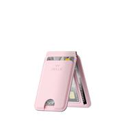 iWALK Magnetic Phone Wallet, Adjustable Card Holder with Stand for iPhone, Leather, Pink, Modern