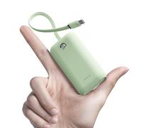 iWALK Mini Portable Charger 10,000mAh, 22.5W USB-C Fast Charging Power Bank with Built-in Cable, Travel Essential Ultra-Small Battery Pack Compatible for iPhone 17/16/16 Pro/15, Samsung, Google, Green