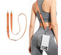 iWALK Multifunctional Flat Phone Lanyard - 2-in-1 Wrist/Neck Strap, Adjustable Length, 30KG Heavy Duty Anti-Drop, Universal Fit for All Phones & Cases,Orange