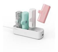 iWALK Portable Charger Station for 4500mAh, 4800mAh, 5000mAh Power Bank for iPhone Charging Station Multiple USB-C Family-sized Charger Station for Home(Station Only),White