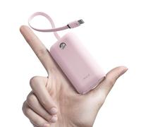 iWALK Power Bank Fast Charging 10,000mAh, 22.5W USB-C Portable Charger With Built-in Cable,Travel Essential Ultra-Small Battery Pack Compatible for iPhone 17/16 Pro/15, Samsung, Google, Pink