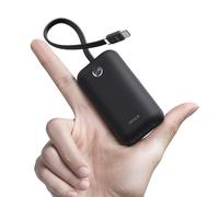 iWALK Power Bank Fast Charging 10,000mAh, 22.5W USB-C Portable Charger With Built-in Cable,Travel Essential Ultra-Small Battery Pack Compatible for iPhone 16/16 Pro/15, Samsung, Google, Black