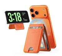 iWALK Stronger Magnetic Wallet, Upgraded for MagSafe Wallet, RFID Blocking, 5 Card Holder with Adjustable Stand, Slim Leather Phone Wallets for iPhone 16/15/14/13/12 Series, iPhone Wallets Orange