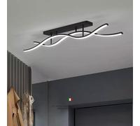IWANTDO Black LED Ceiling Light Dimmable с Remote Control Wave Shape 2 Lamps Design Modern Ceiling Lamp for Office Living Room Bedroom Dining Room BDLL149 (L120cm)